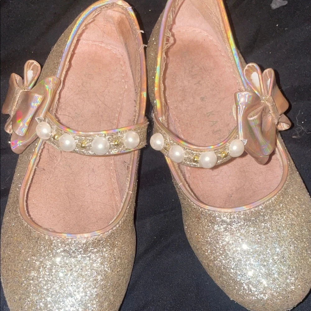 Kelly & Katie Glittery Gold Kids Dress Shoes